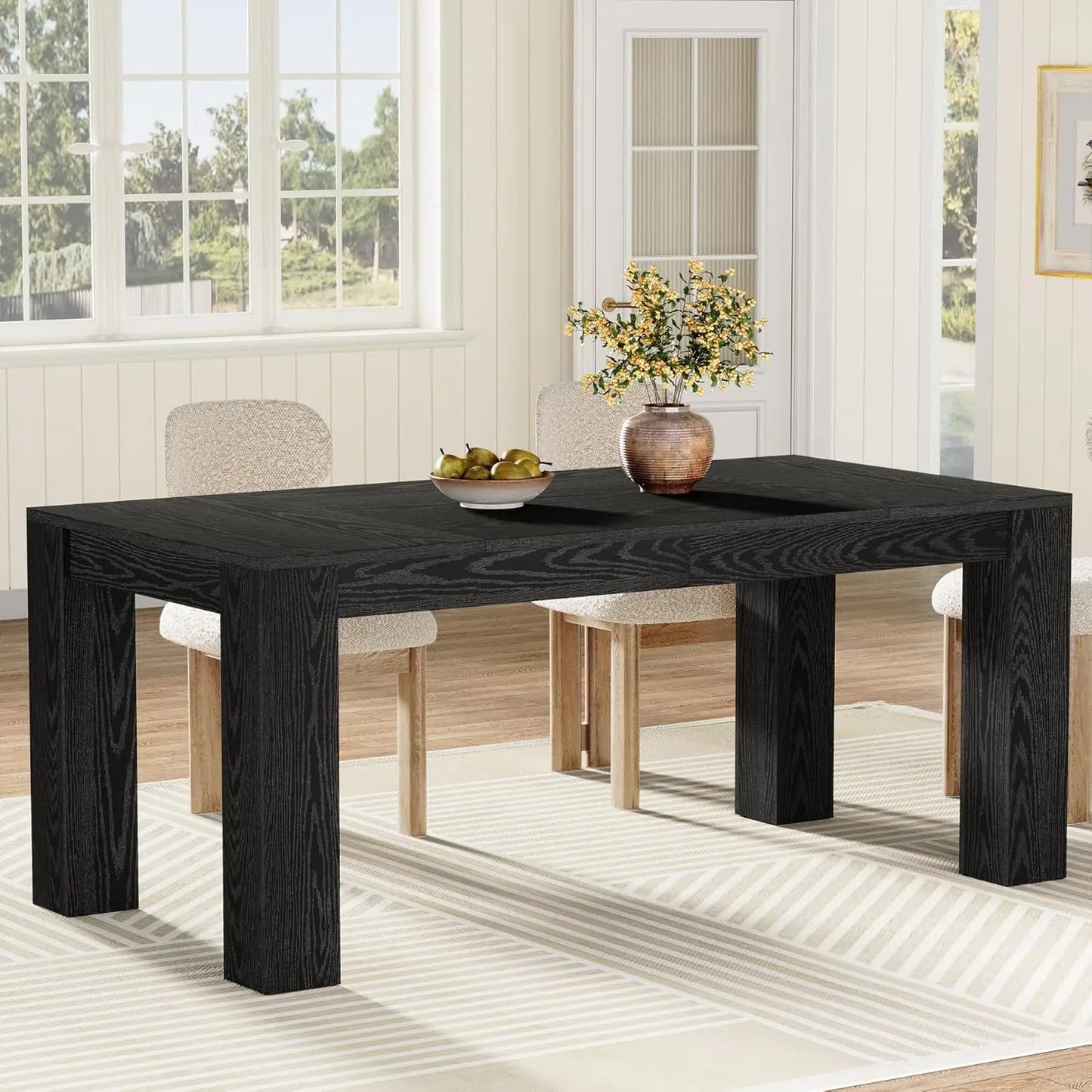 Farmhouse Wooden Dining Table For 4 To 6 People Kitchen