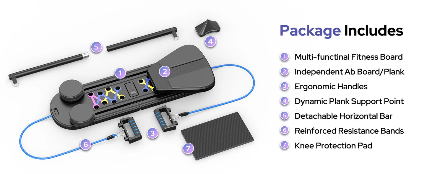 Foldable Pilates Board Reformer Set 7 In 1 Portable Trainer