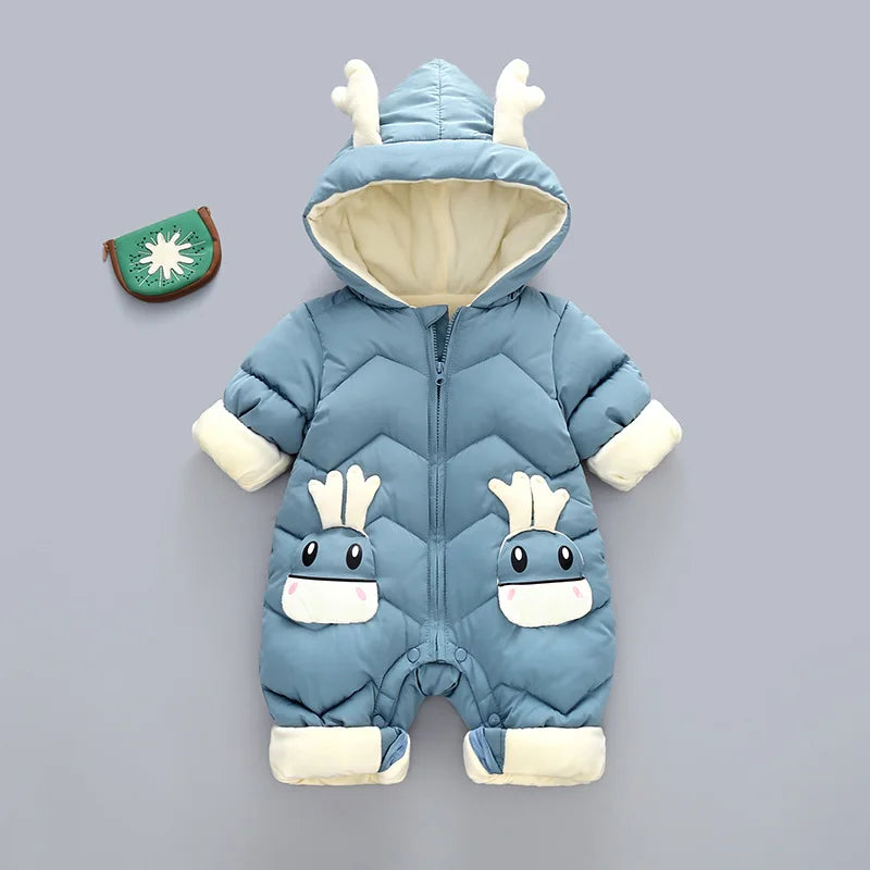 Newborn Hooded Winter Cotton Polyester Romper Unisex Baby Jumpsuit
