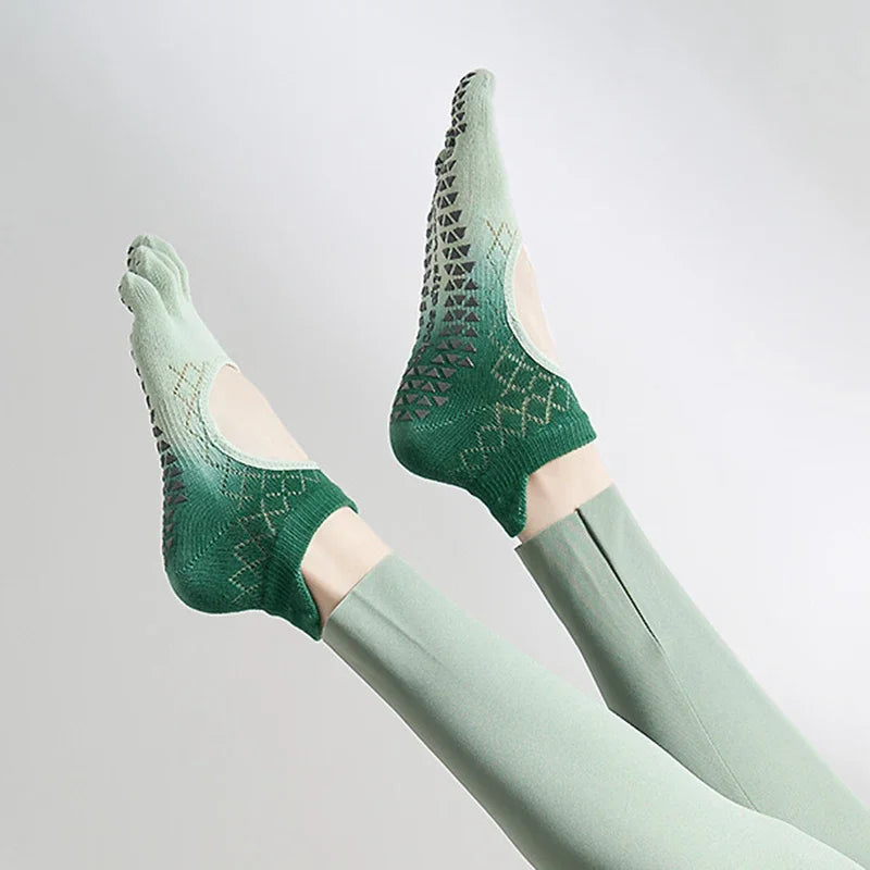 Women Pilates Five-Toe Socks Non-Slip Silicones Low-Ankle