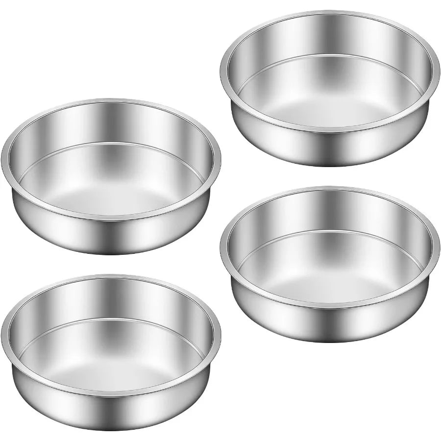 SHXI Stainless Steel Cake Pan Set of 4 Dishwasher Safe