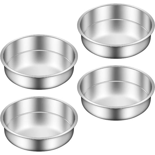 SHXI Stainless Steel Cake Pan Set of 4 Dishwasher Safe