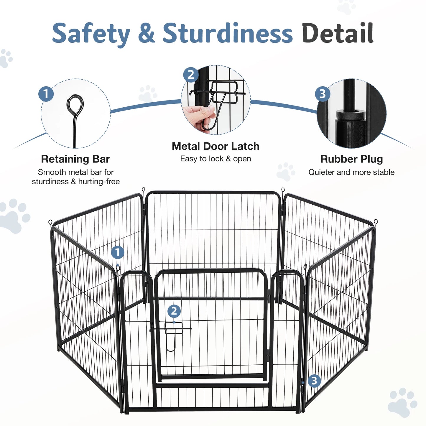 JHK Foldable 6-Panel Metal Dog Playpen For Indoor Outdoor Use