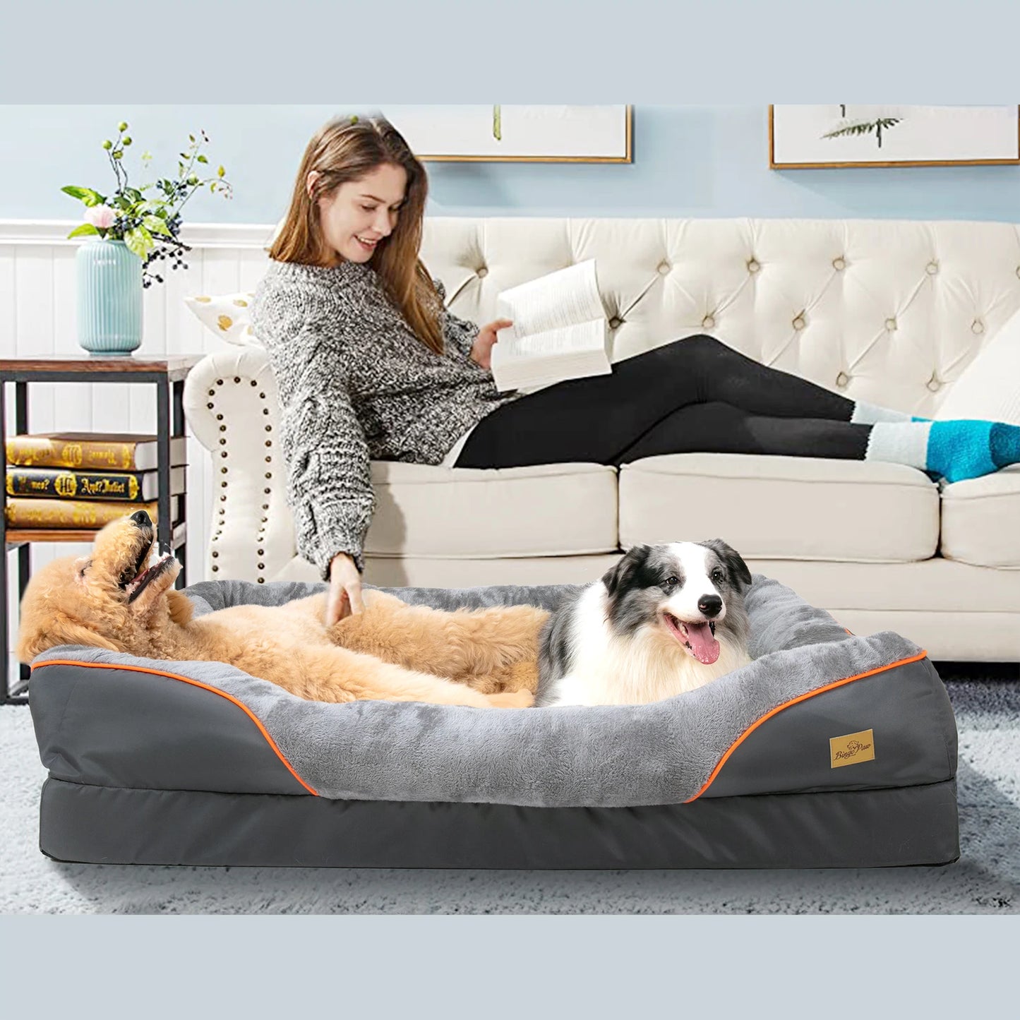 BINGOPAWCN Dog Bed With Removable Washable Cover And Waterproof