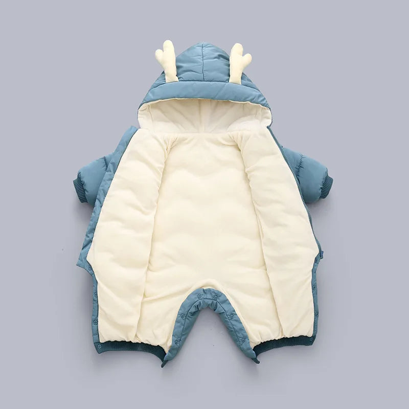 Newborn Hooded Winter Cotton Polyester Romper Unisex Baby Jumpsuit