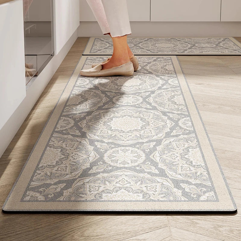 Kitchen Carpet Anti-slip Oil-proof Dirt-resistant Rug PVC Leather Waterproof Floor Mats Long Size Flower Home Decoration Mat 양탄자