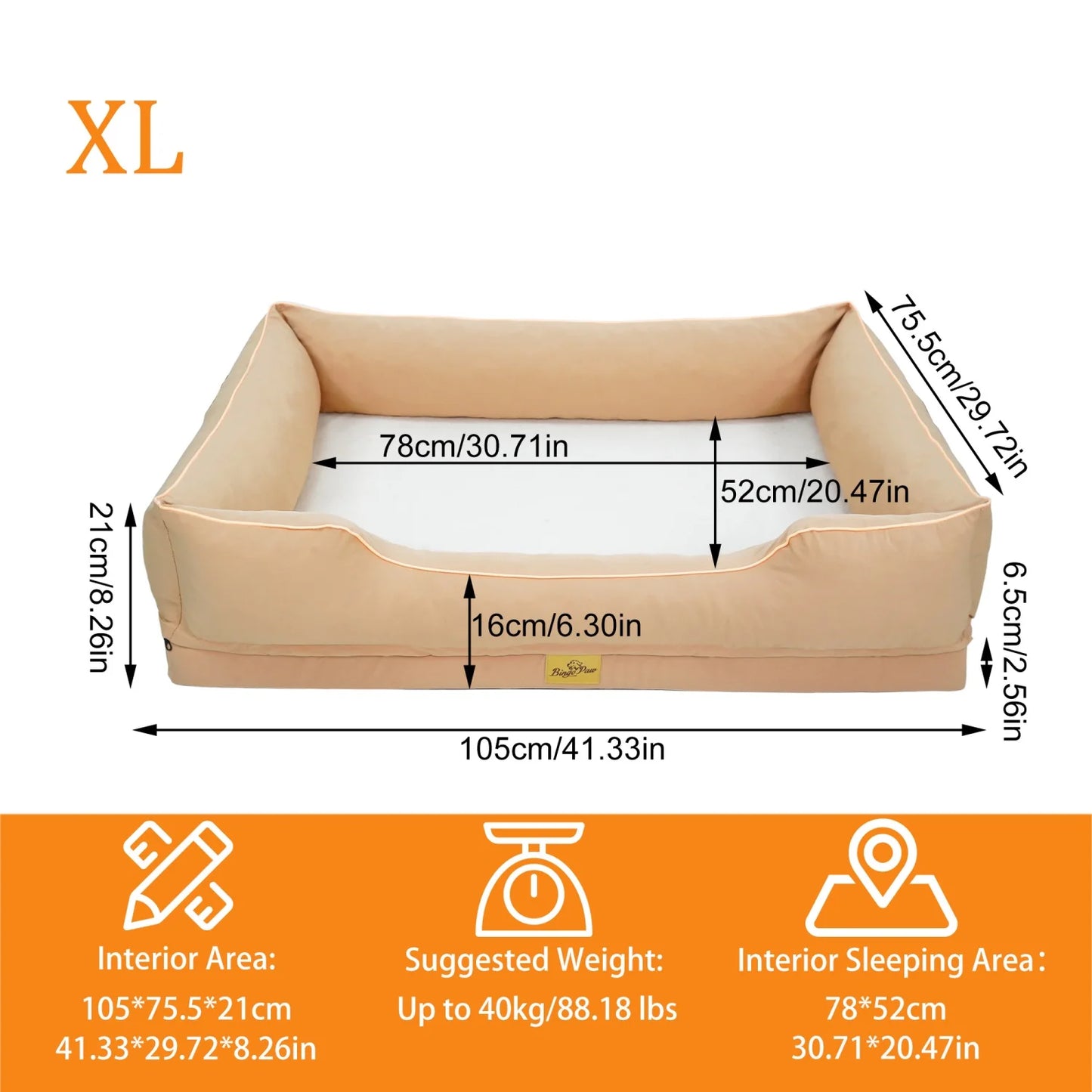 BINGOPAW Waterproof Orthopedic Dog Bed With Removable Cover