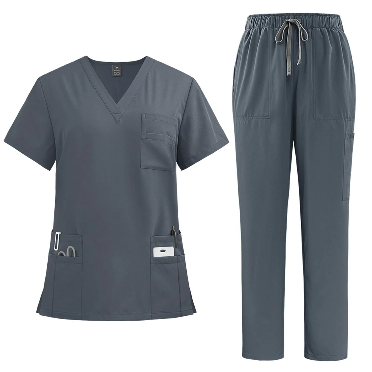Eillysevens Women's Quick Dry Nurse Uniform Set V Neck