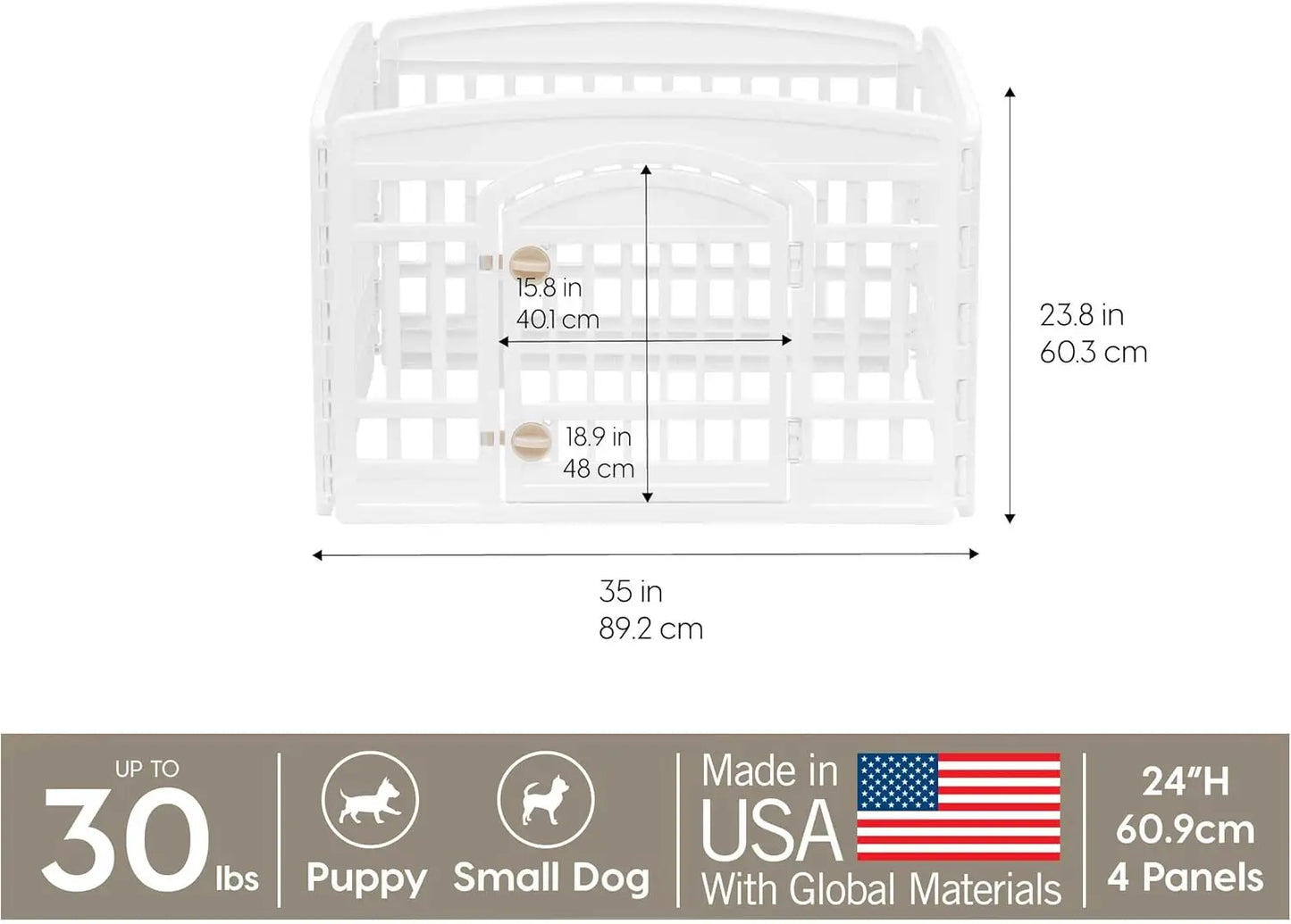 Indoor 4 Panel Dog Playpen With Door For Small Dogs