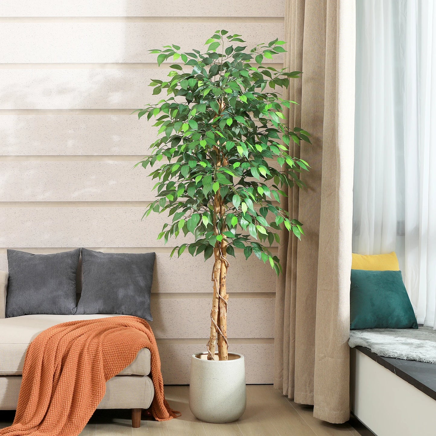 KAZEILA CN Artificial Ficus Tree With Natural Curved Trunks