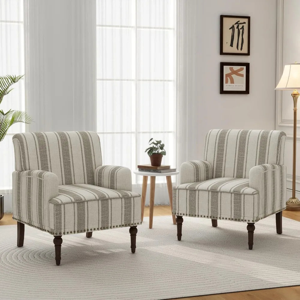 Accent Chair, Mid Century Modern Comfy Armchair for Living Room, Linen Fabric Single Sofa Lounge for Reading, Customized