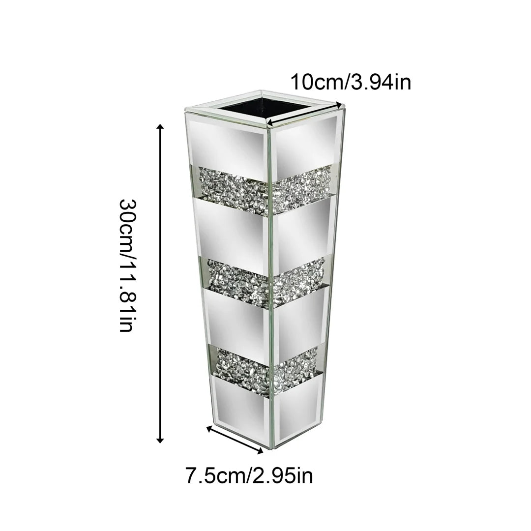 Modern Floor Vase With Crystal Mirrored Finish For Floral Arrangements