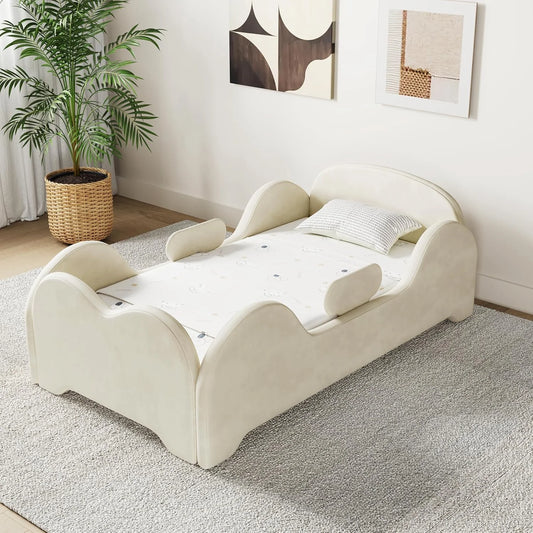 Toddler Floor Bed With Safety Guardrails Low-Height Design