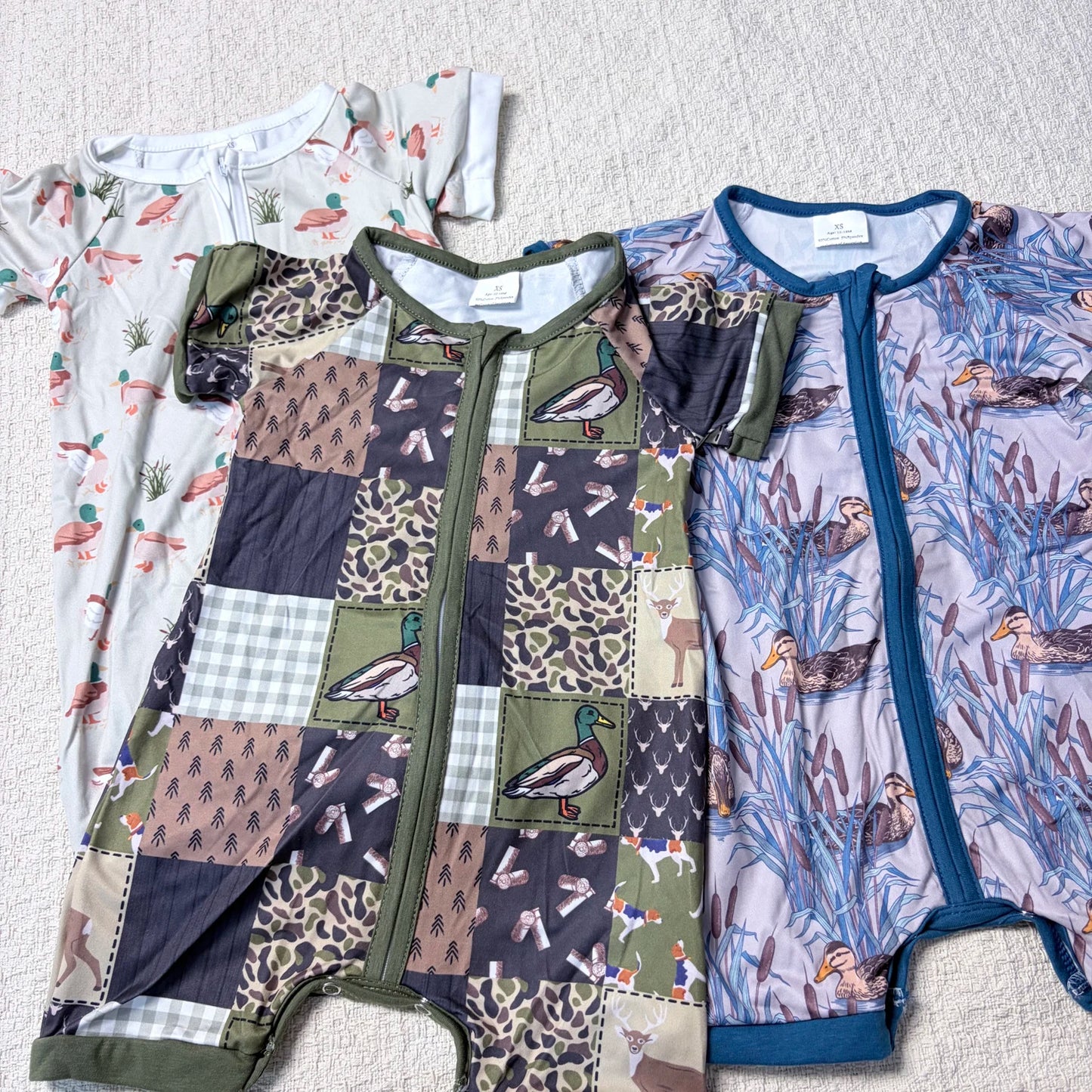 Baby Boy Summer Zipper Romper With Duck Design