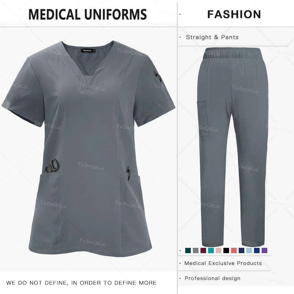 Nursing Scrubs Sets for Doctors and Nurses Tops and Pants
