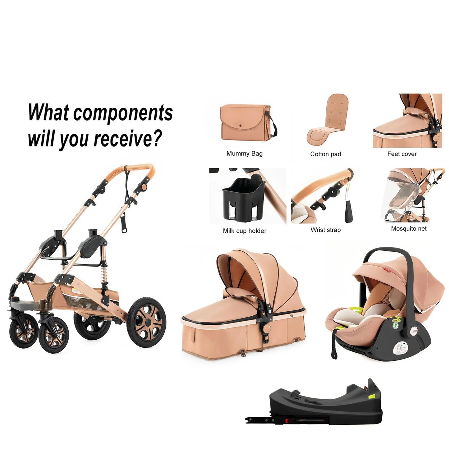 SteAnny 3-In-1 Baby Stroller Travel System With Isofix Base