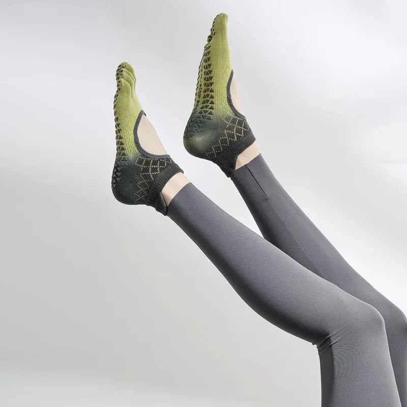 Women Pilates Five-Toe Socks Non-Slip Silicones Low-Ankle
