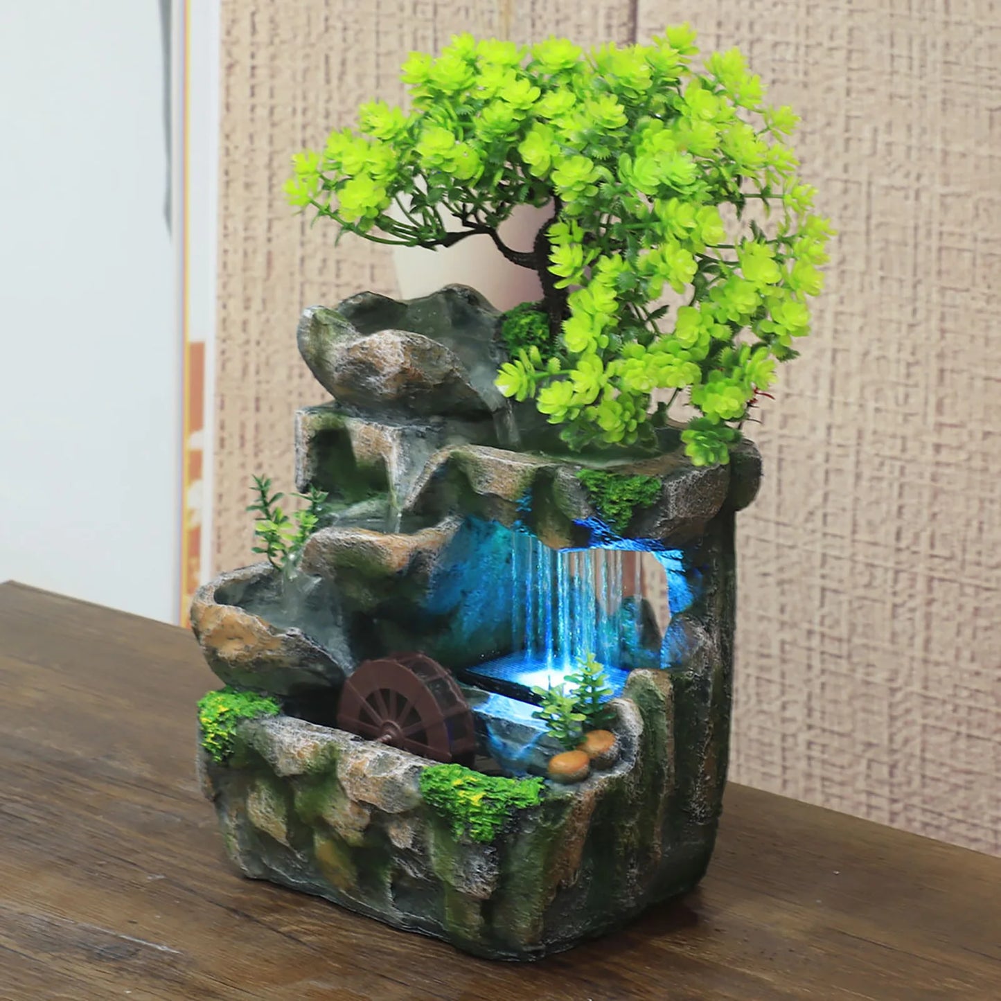 Indoor LED Water Fountain Color Changing Lights Desktop Zen Decor