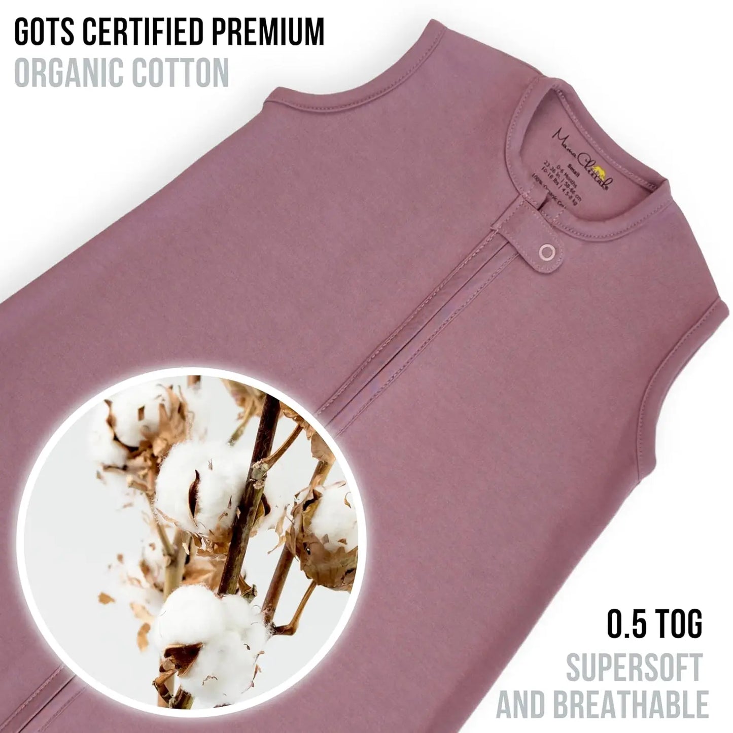 Organic Cotton Baby Sleep Sack Wearable Blanket With Two-Way Zipper