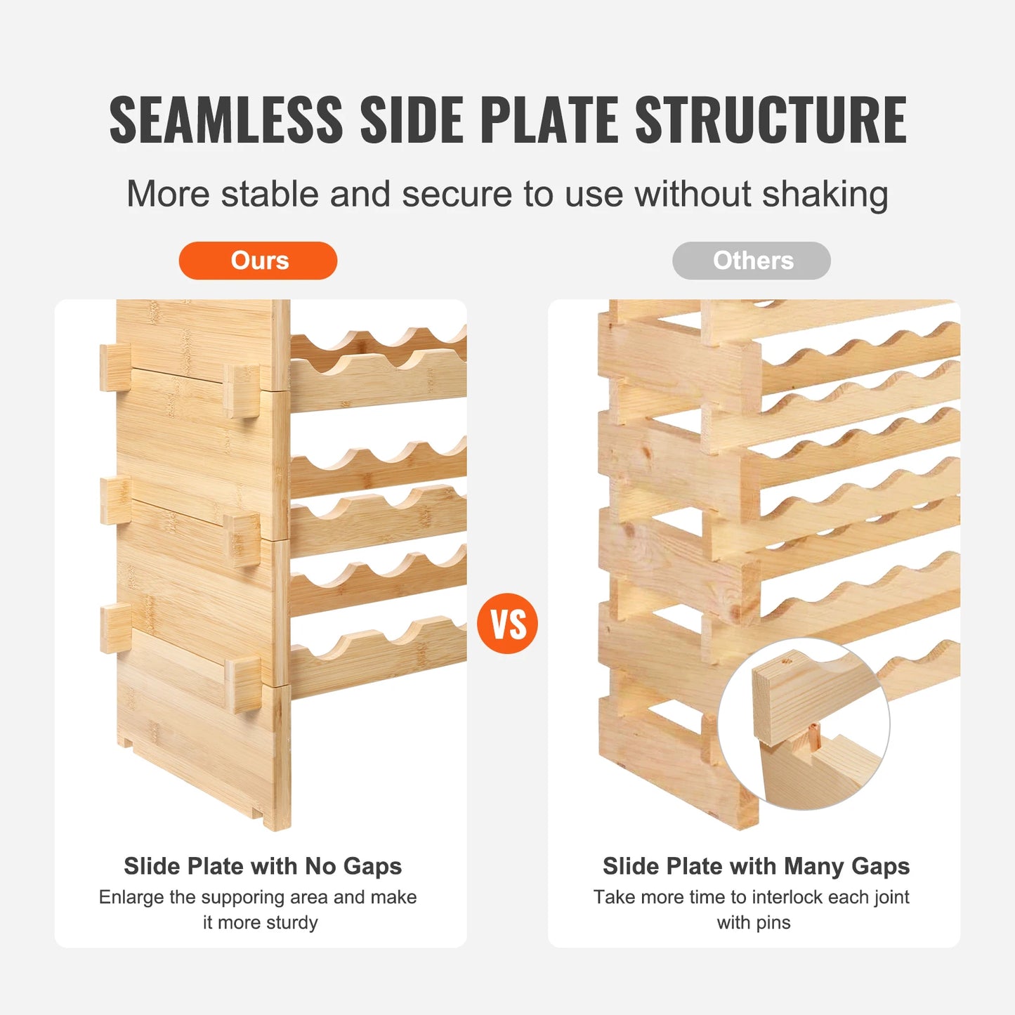 SucceBuy Bamboo Stackable Wine Rack Free Standing Display
