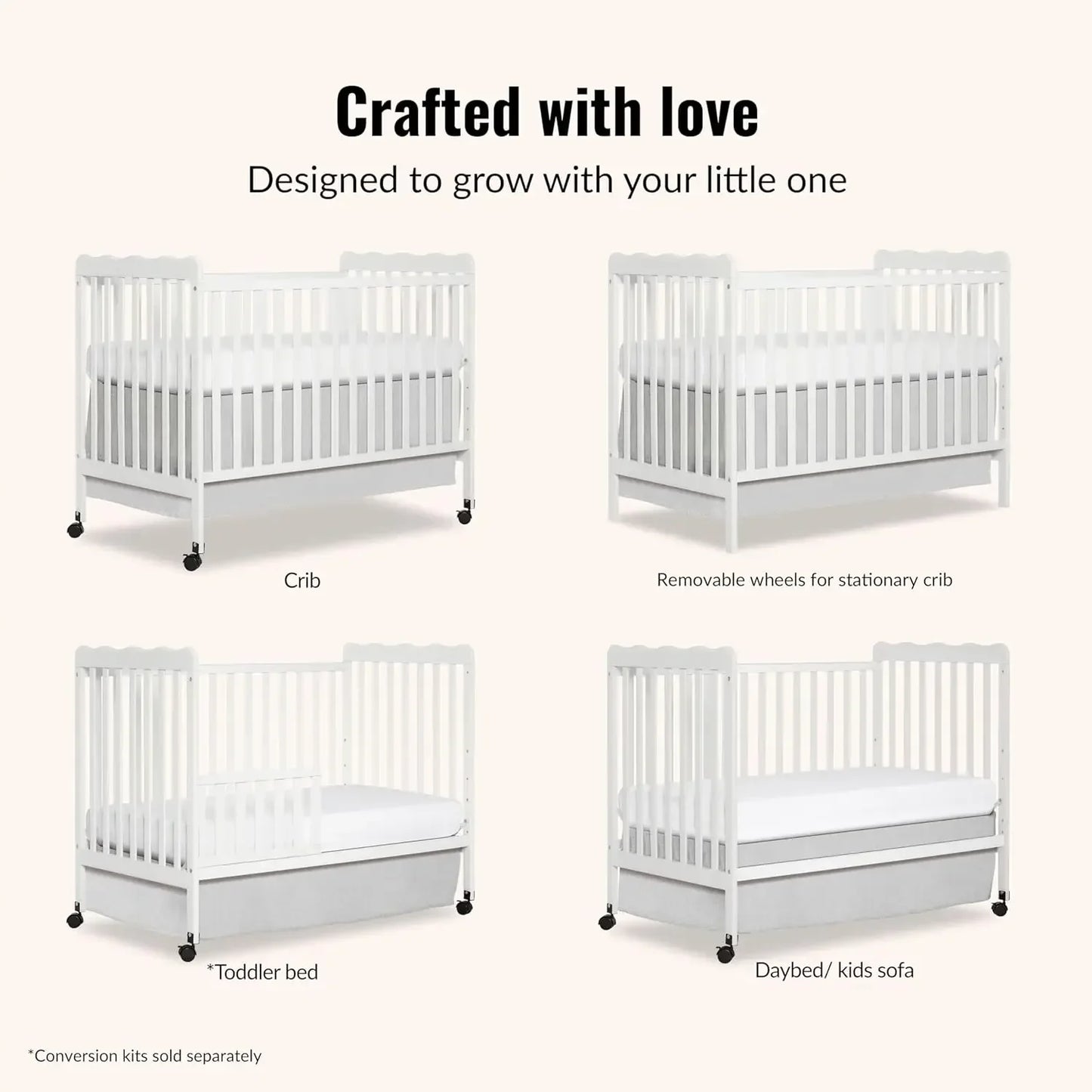 Carson Classic 3in1 Convertible Baby Crib Greenguard Gold JPMA