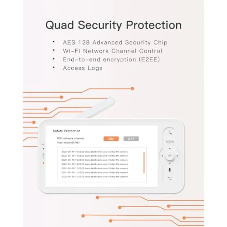 WiFi Baby Monitor With 1080P Video Motion Tracking Smartphone App Encrypted