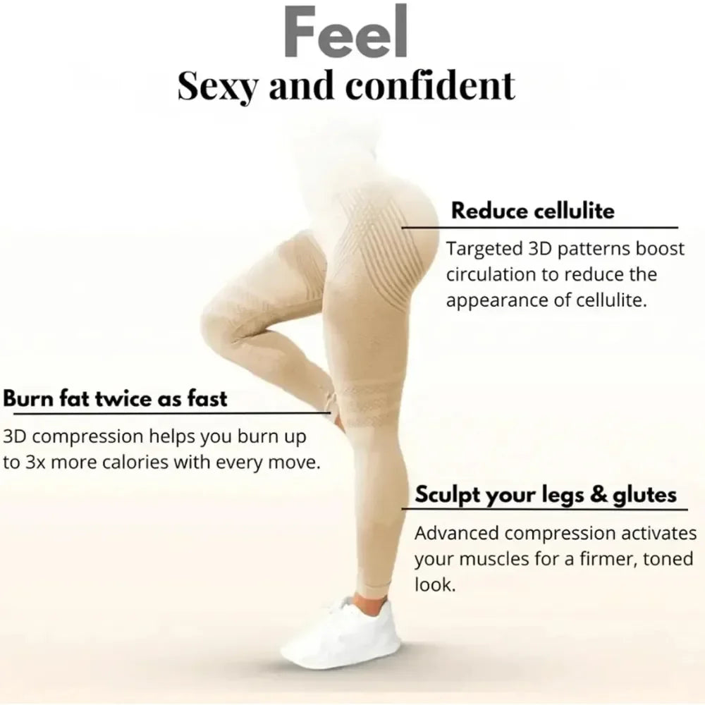 Slimove 3D Cellulite Leggings High Waisted Butt Lifting Gym