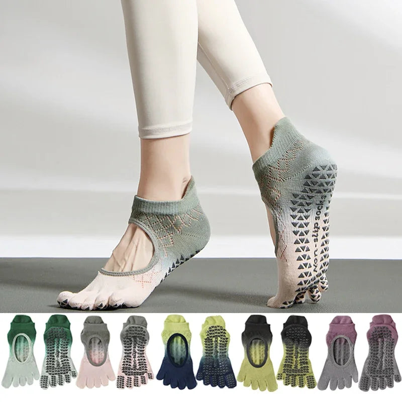 Women Pilates Five-Toe Socks Non-Slip Silicones Low-Ankle