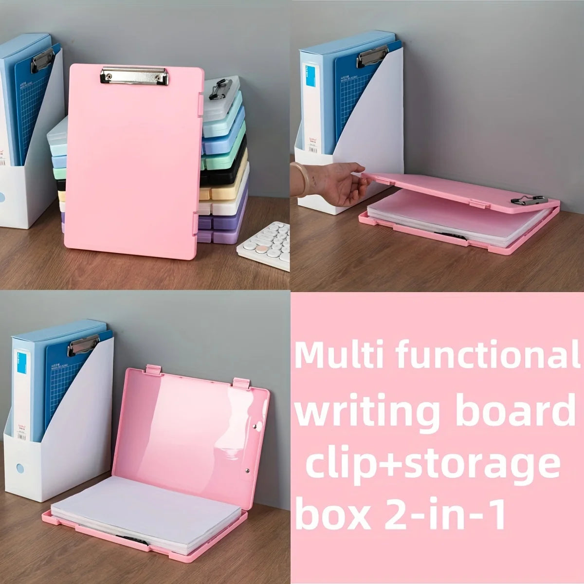 A4 Clipboard Pen Holder Writing Pad Double Clip Document Organizer