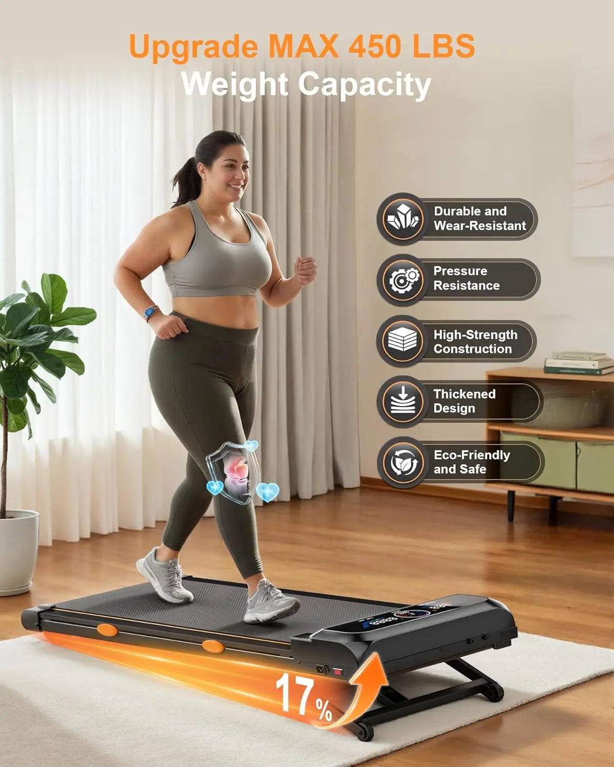 3.5HP Under Desk Treadmill With Auto Incline And RGB UI