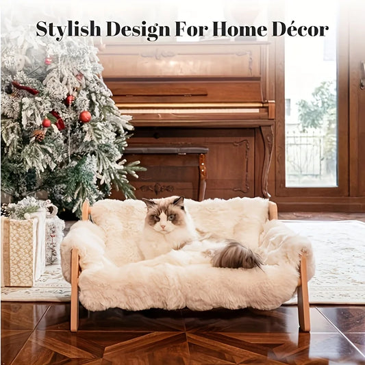 Raised Solid Wood Pet Couch Bed Cats And Small Dogs