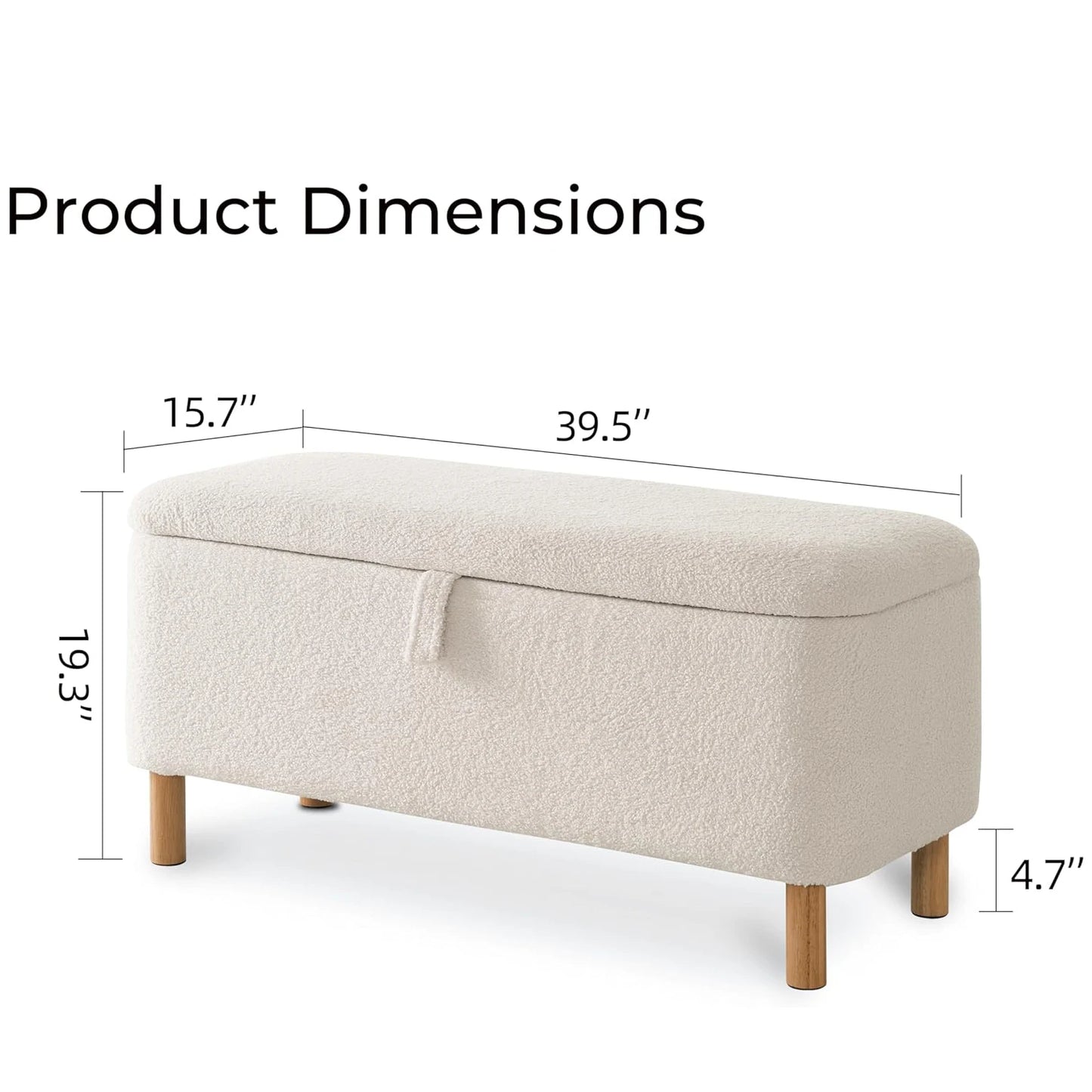Todrani Boucle Storage Ottoman Bench With Sherpa Upholstery Entryway