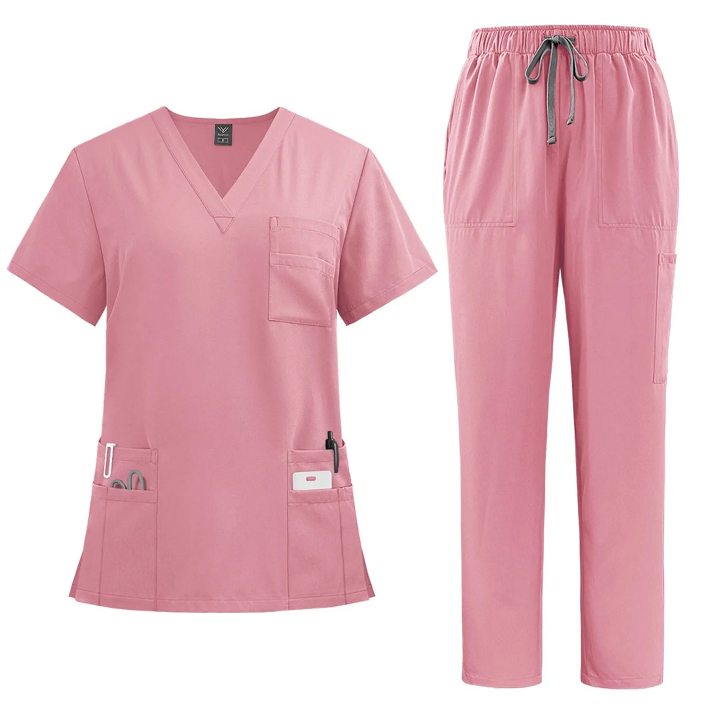 Eillysevens Women's Quick Dry Nurse Uniform Set V Neck