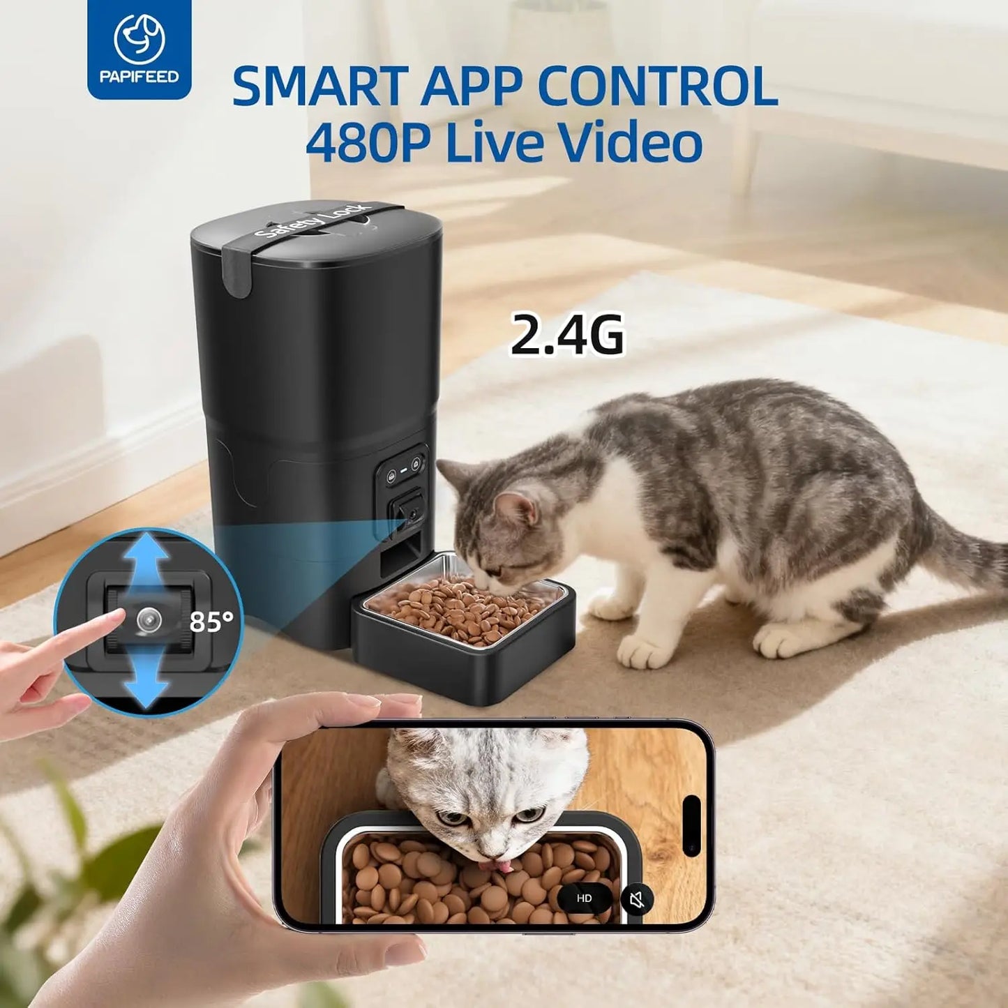 Automatic Cat Feeder With Camera And WiFi Two Way Audio