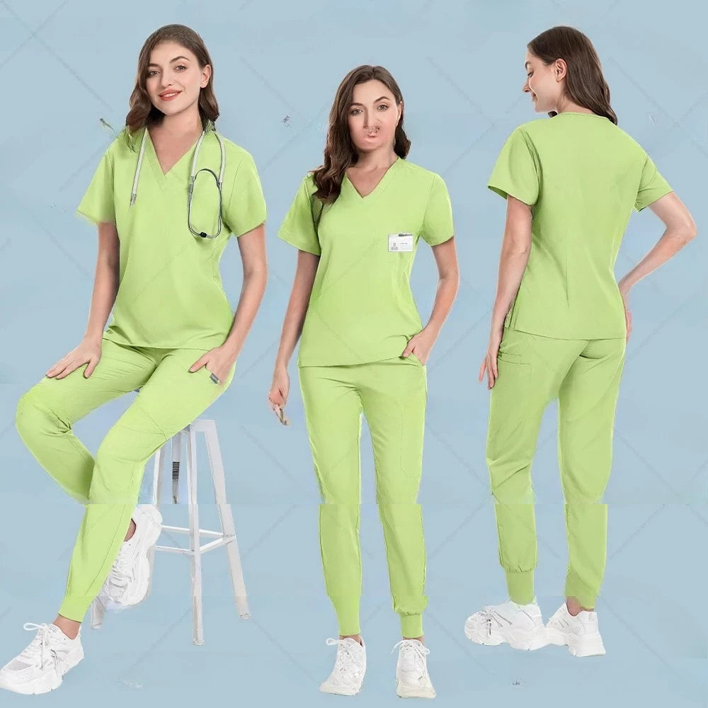 Nurse Scrub Set Women Men Jogger Pants Medical Uniforms