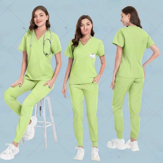 Nurse Scrub Set Women Men Jogger Pants Medical Uniforms
