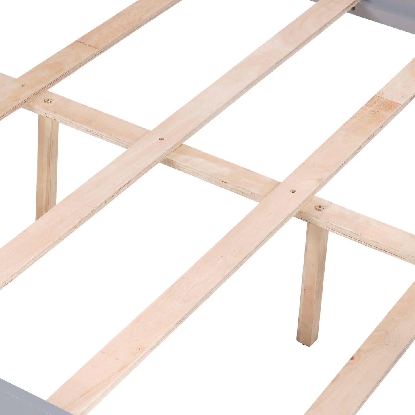Twin Over Full Size Wood Bunk Bed with Flexible Ladder Solid Wood Frame Strong Slats for Kids Teens Dorm Rooms Gray