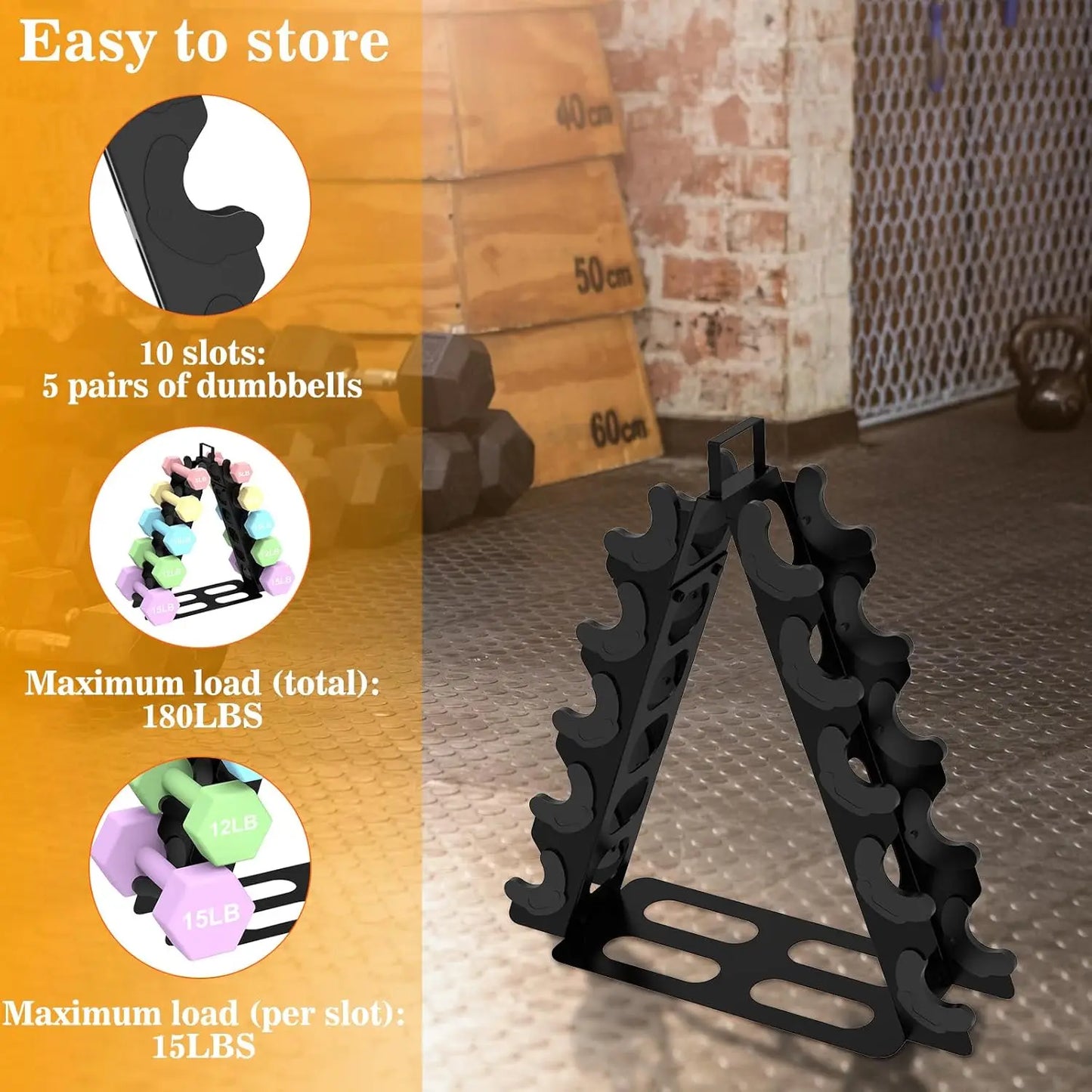 5-Tier A-Frame Dumbbell Rack With Handle For Home Gym