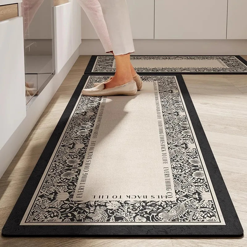 Kitchen Carpet Anti-slip Oil-proof Dirt-resistant Rug PVC Leather Waterproof Floor Mats Long Size Flower Home Decoration Mat 양탄자