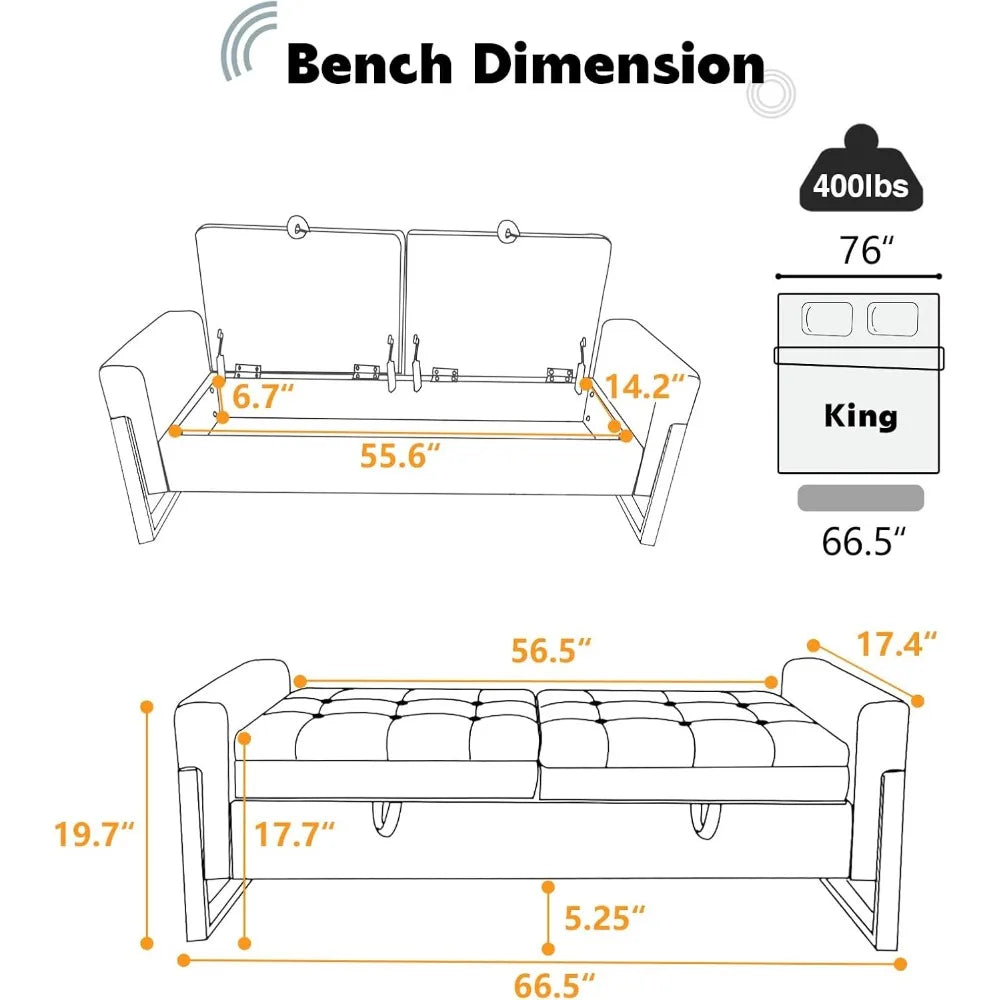 Velvet End Of Bed Storage Bench With Two Lids Durable