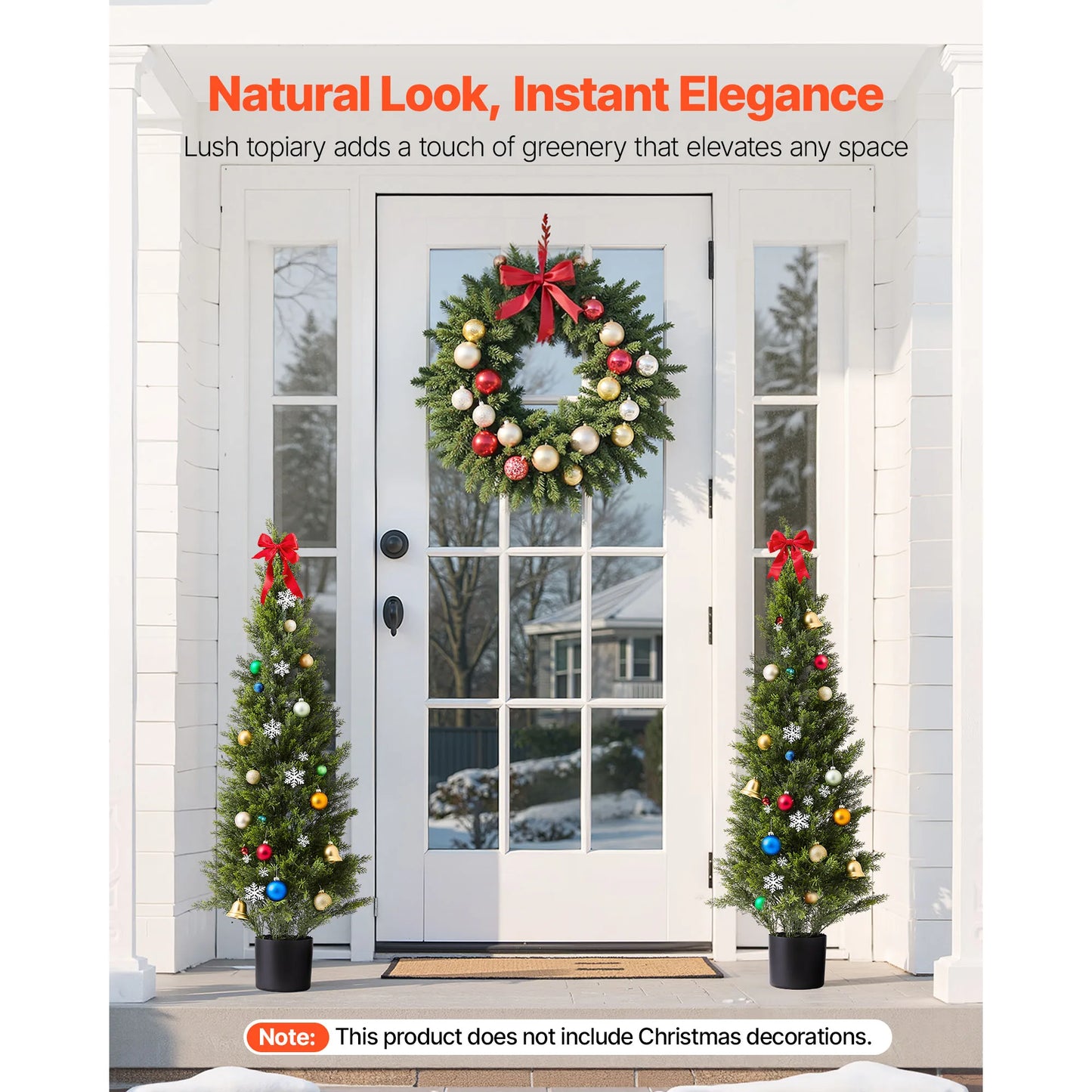 SucceBuy Artificial Topiary Cedar Trees Faux Pine Shrubs