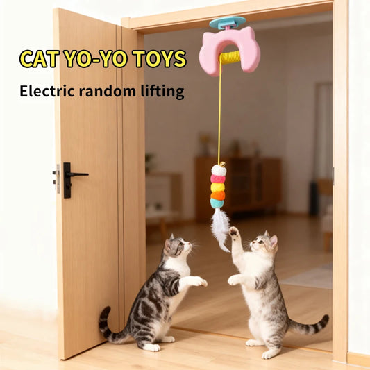 Electric Cat Toy With Feather Toy Self Entertainment Hanging Door