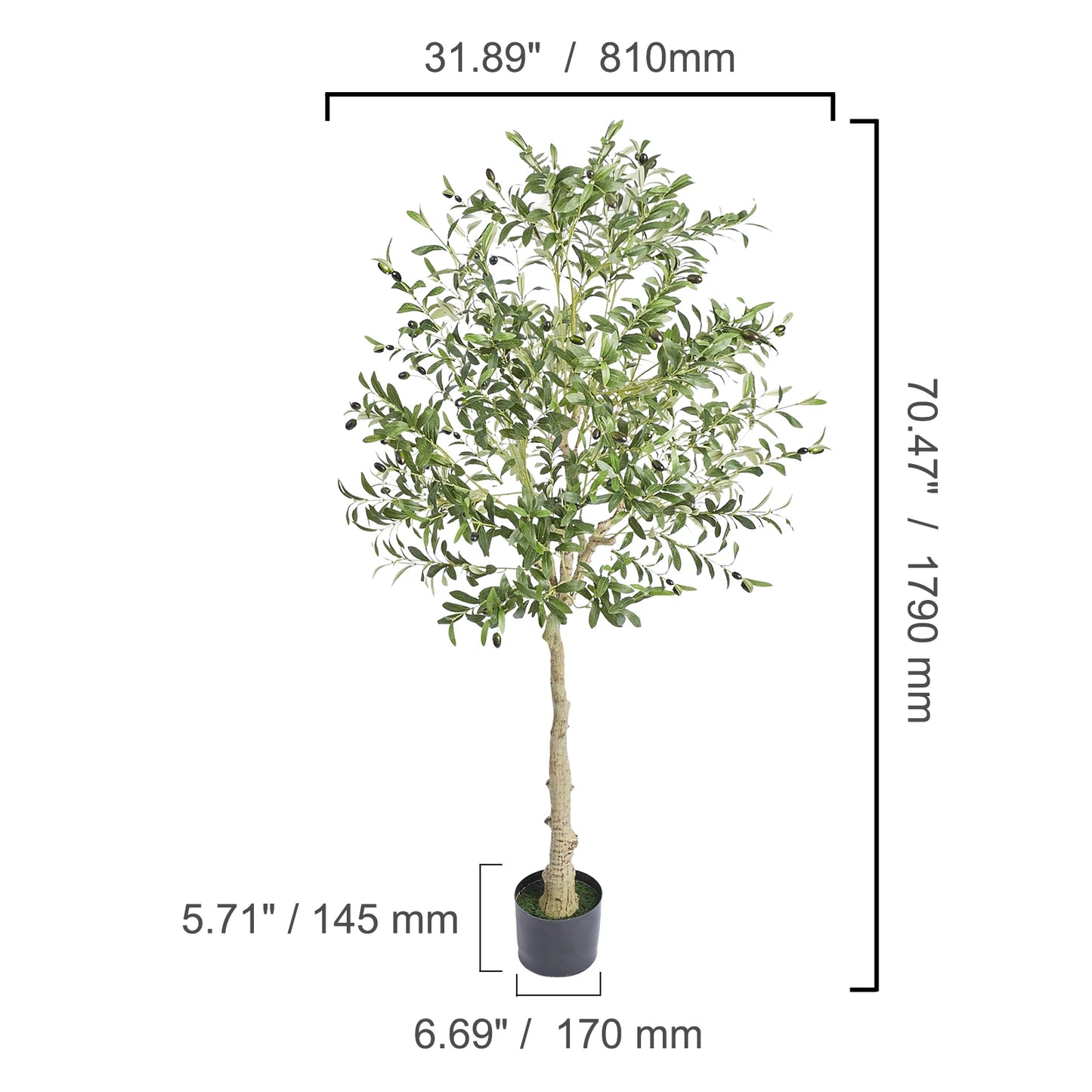 SucceBuy Artificial Olive Tree Faux Plant Anti Tip Support