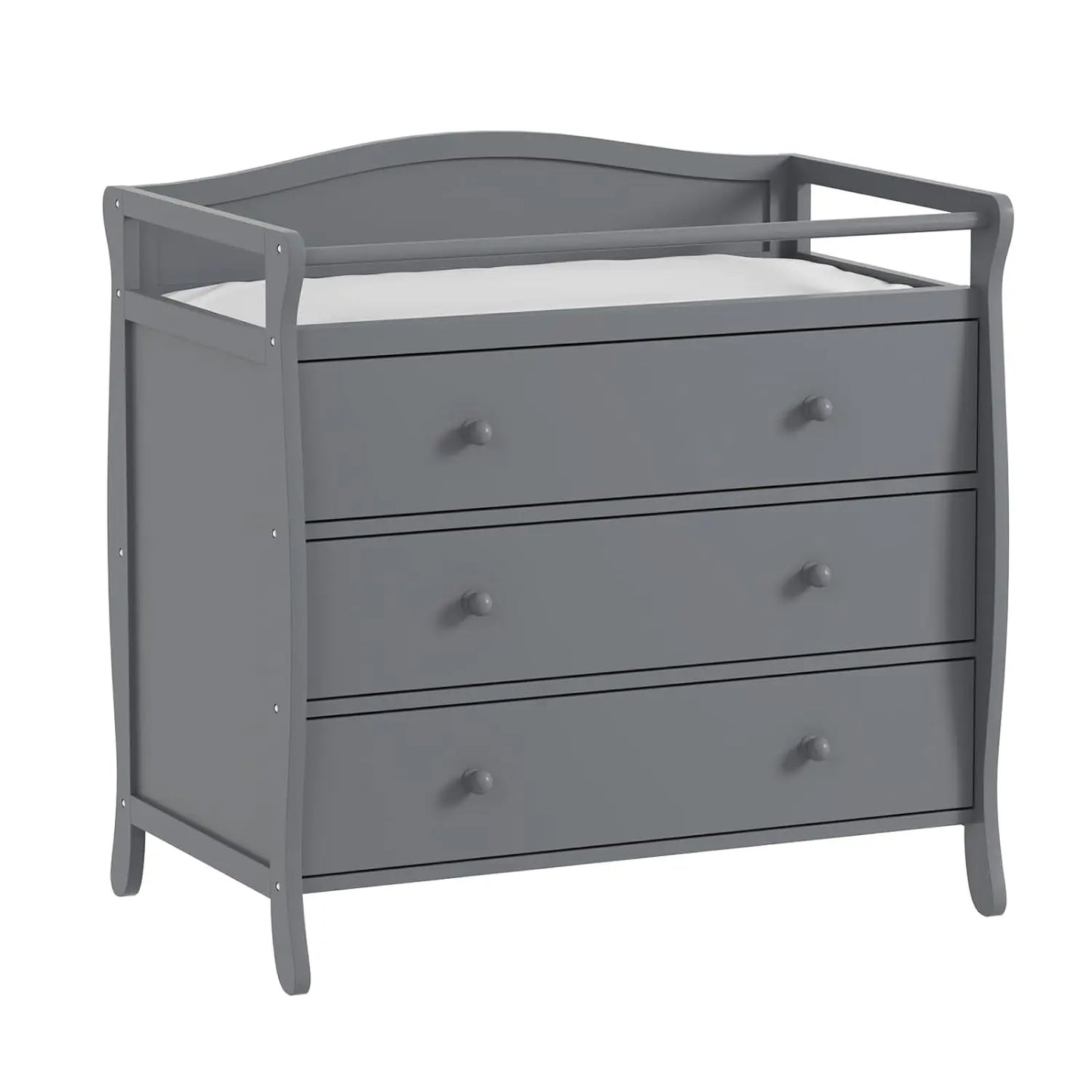 3 Drawers Baby Changing Table Wooden Diaper Changing Station With Safety Belt & Rails Toddler Dresser For Nursery Bedroom