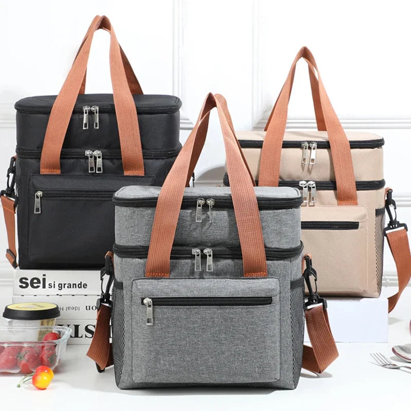 Thermal Lunch Bag With Double Layer Design And Portable Cooler