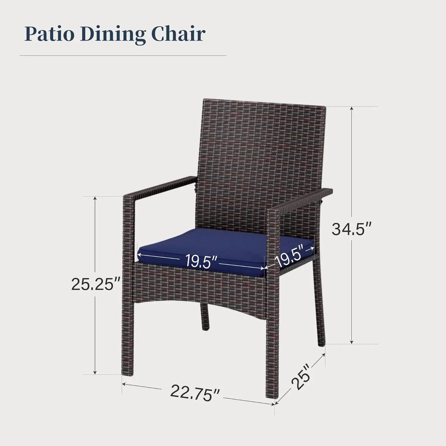 Brown Wicker Patio Dining Chairs Set of 2, 2 Pieces Rattan Outdoor Dining Furniture Chairs for Deck Backyard, Customized