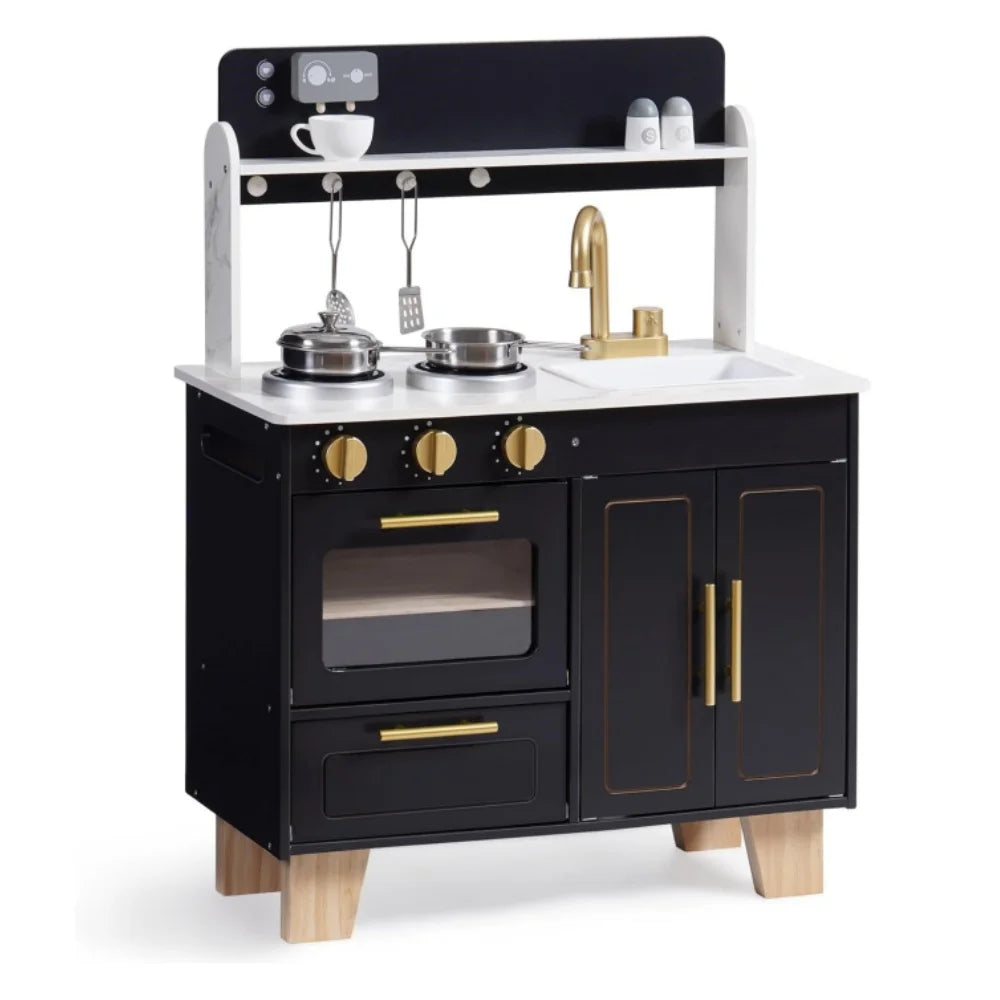 Robotime Wooden Play Kitchen For Kids With Marble Countertop