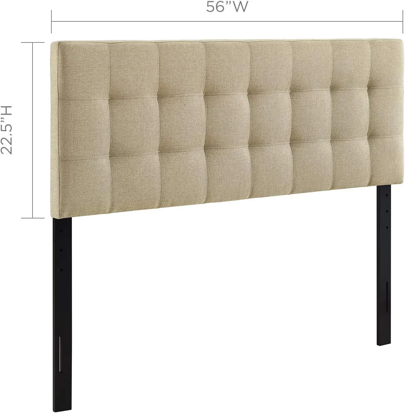Linen Fabric Upholstered Full Headboard in Beige - Tufted Design for Bedroom Decor