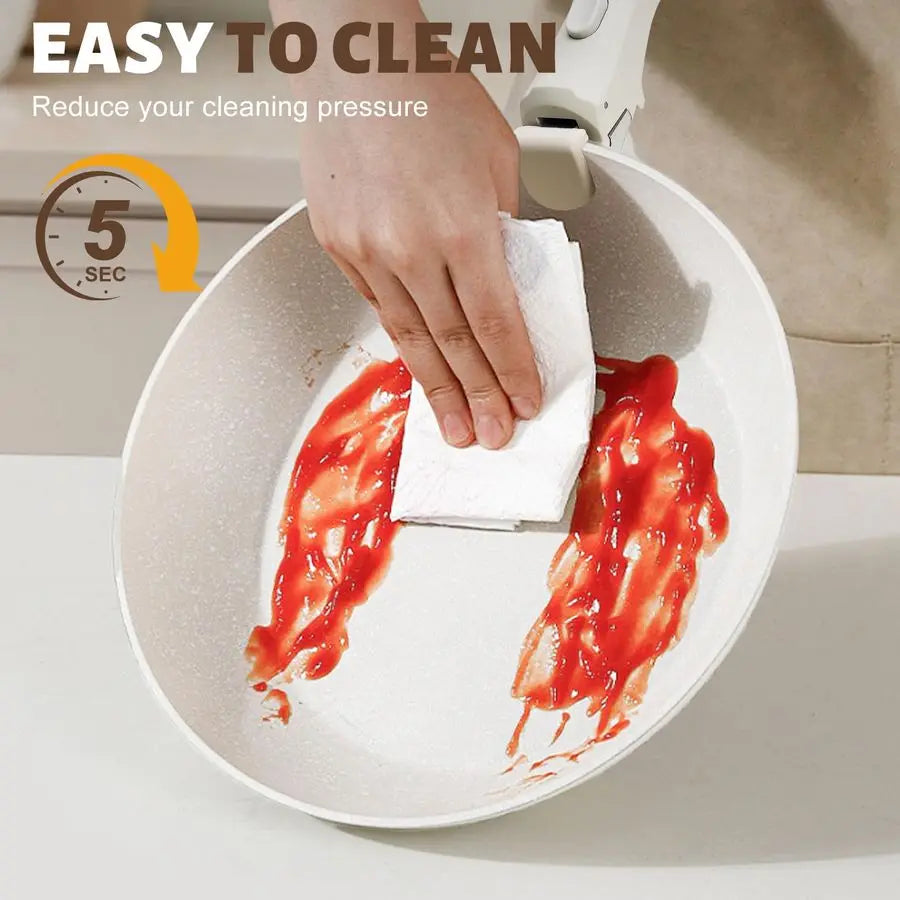 Induction Ceramic Nonstick Pots and Pans Set with Detachable Handles