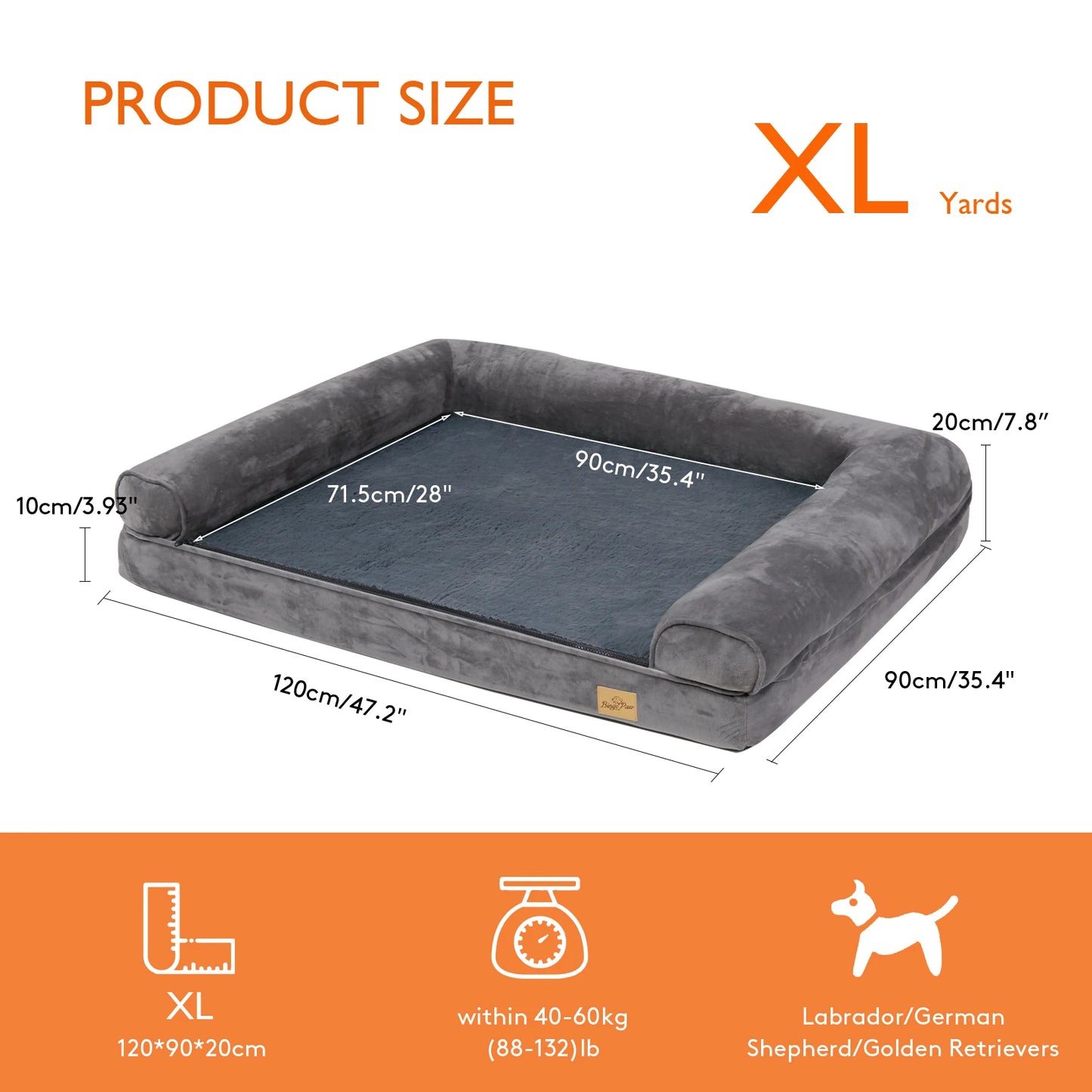 BINGOPAW Extra Large Orthopedic Dog Bed With Removable Cover